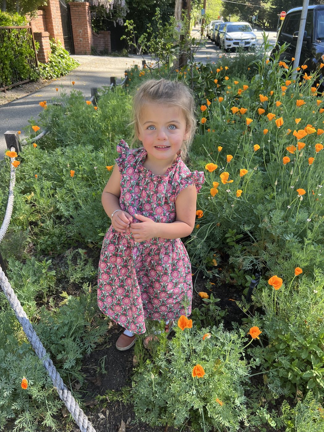 Child exploring the garden at The Ross Preschool